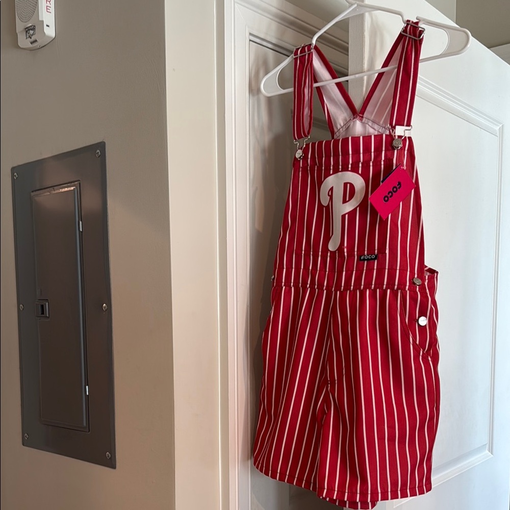 Philadelphia Phillies FOCO Red and White Striped Overalls Shorts
